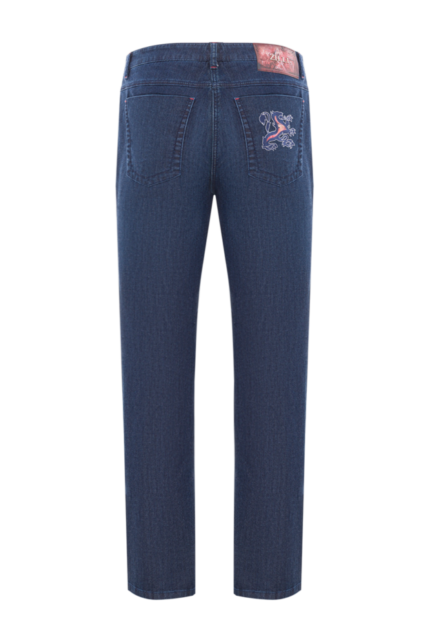 Zilli men's cotton jeans with blue lion embroidery 192536 - photo 2