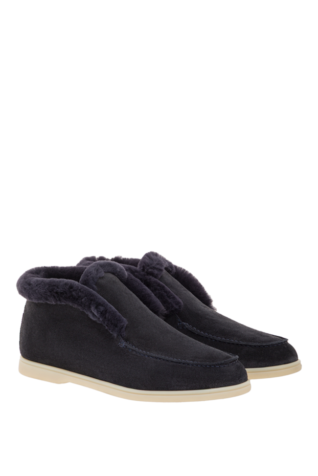 Fleur de Paris blue suede desert boots with fur lining 192584 - photo 3