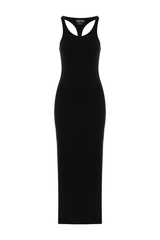Tom Ford қара түсті, кестеленген tf логотипі бар майка көйлегі 192590 - фото 1
