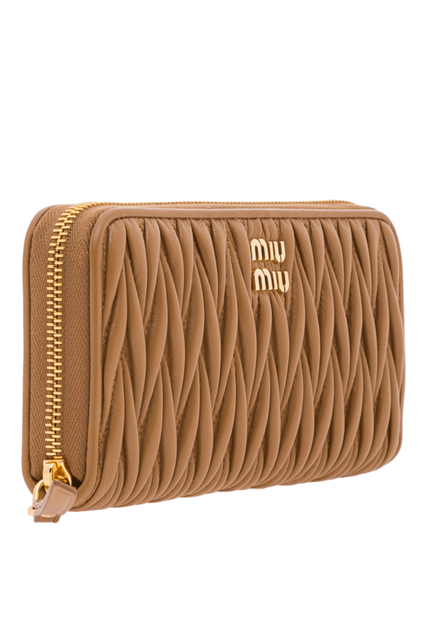 Miu Miu large wallet in nappa leather matelassé in beige 192628 - photo 3