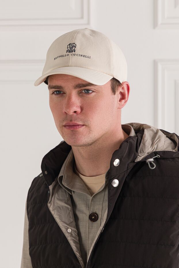 Brunello Cucinelli white men's baseball cap with embroidered logo 192638 - photo 2