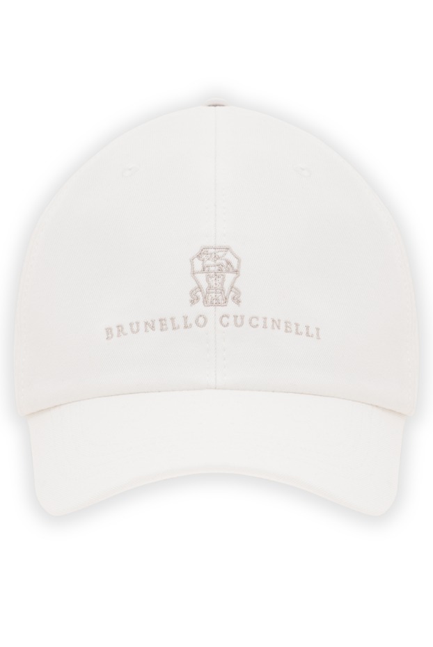 Brunello Cucinelli ақ мақтадан жасалған бейсболка, кестеленген логотипі мен монограммасы бар 192641 - фото 1