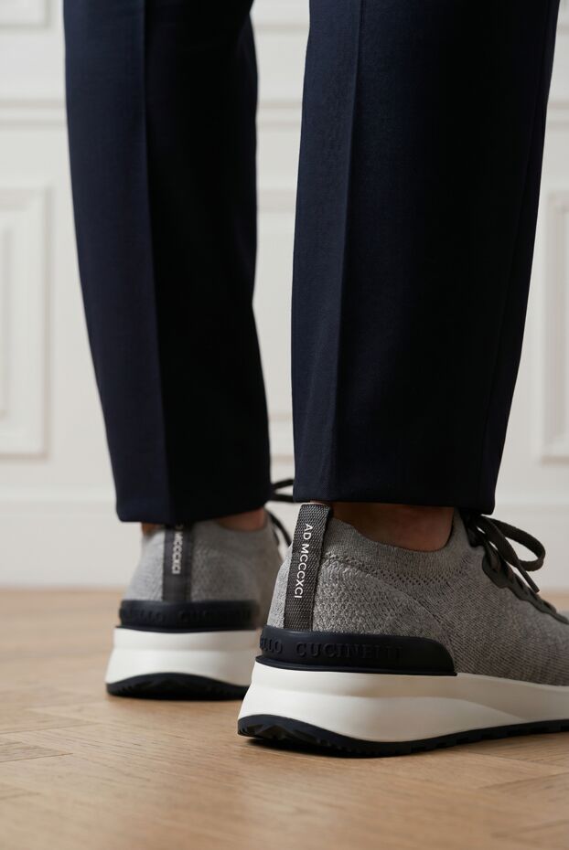 Brunello Cucinelli қалың жұмсақ табаны бар ашық сұр түсті тоқылған кроссовкалар 192642 - фото 2