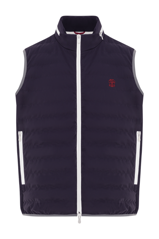 Brunello Cucinelli men's blue quilted down vest with contrasting logo 192647 - photo 1