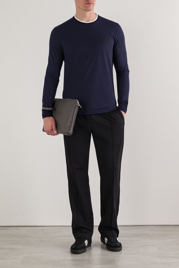 Blue sweatshirt with a layered effect and logo - photo 2