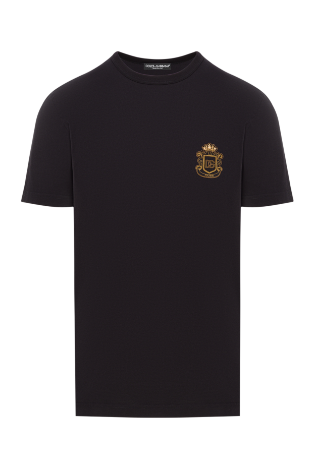 Dolce & Gabbana black men's cotton t-shirt with coat of arms embroidery 192659 - photo 1