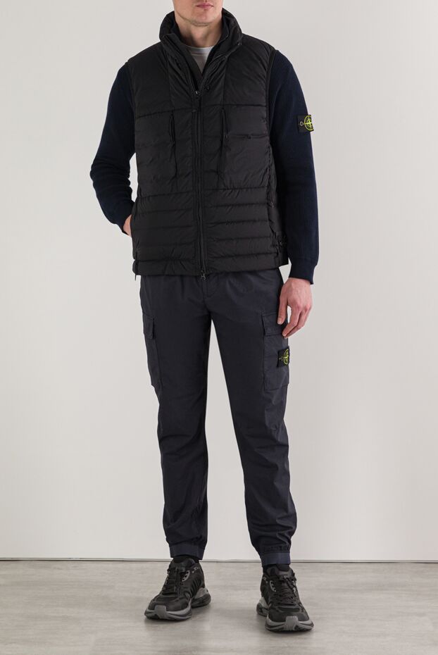 Stone Island легкий мужской пуховый жилет из нейлона черного цвета с двусторонней молнией 192693 - фото 2