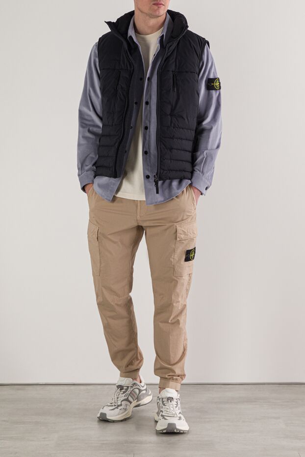 Stone Island рубашка-куртка из хлопкового микровельвета голубого цвета 192694 - фото 2