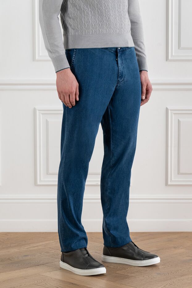 Scissor Scriptor tapered blue jeans in lightweight denim with a drawstring waistband 192709 - photo 3