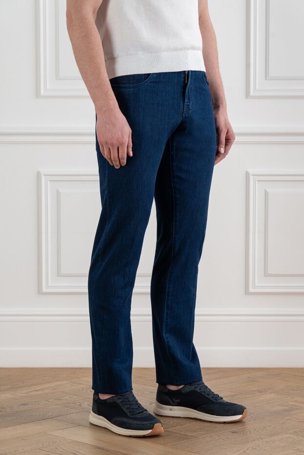 Scissor Scriptor men's dark blue straight-leg jeans with crocodile patch 192718 - photo 3