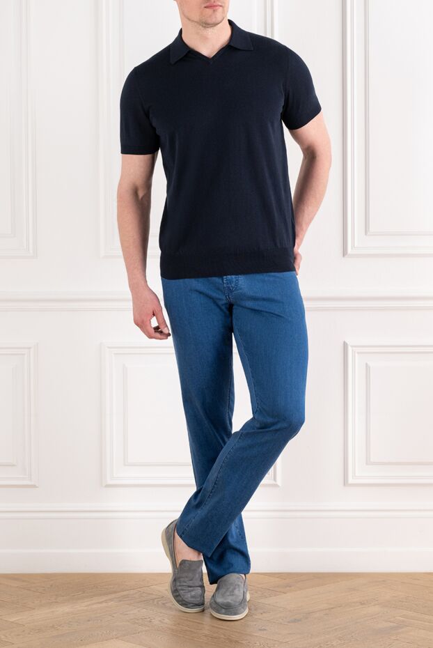 Scissor Scriptor blue men's jeans with a crocodile patch 192722 - photo 2