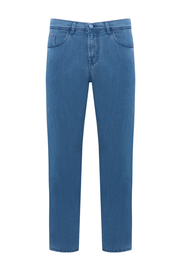 Scissor Scriptor men's skinny blue jeans with crocodile leather patch 192723 - photo 1