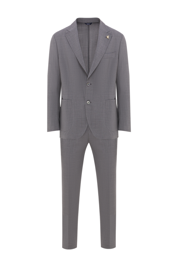 Tombolini classic men's gray suit made of natural wool 192731 - photo 1