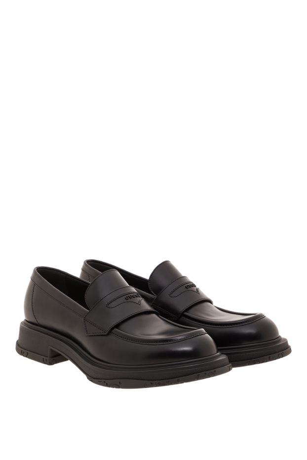 Gucci black leather penny loafers with logo 192750 - photo 3
