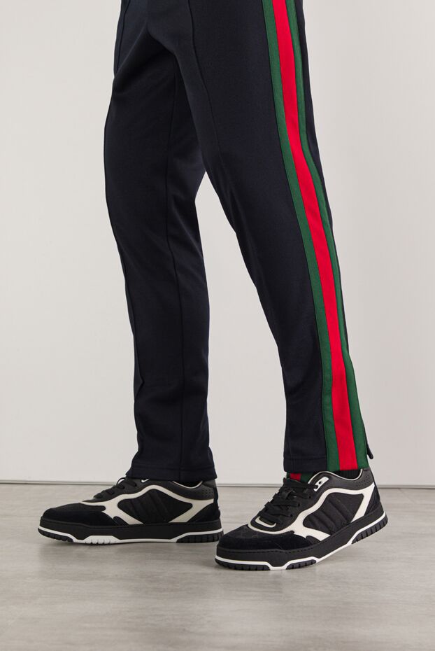Gucci қара түсті тоқыма және былғарыдан жасалған ерлерге арналған re-web кроссовкалары 192754 - фото 2