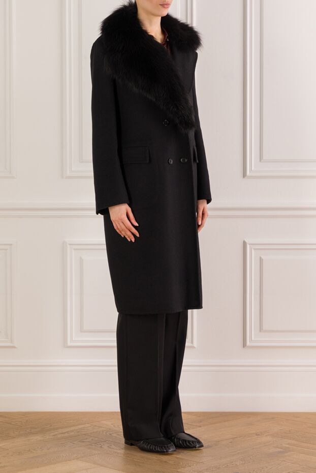 Ermanno Scervino black coat with a detachable fur collar 192798 - photo 3