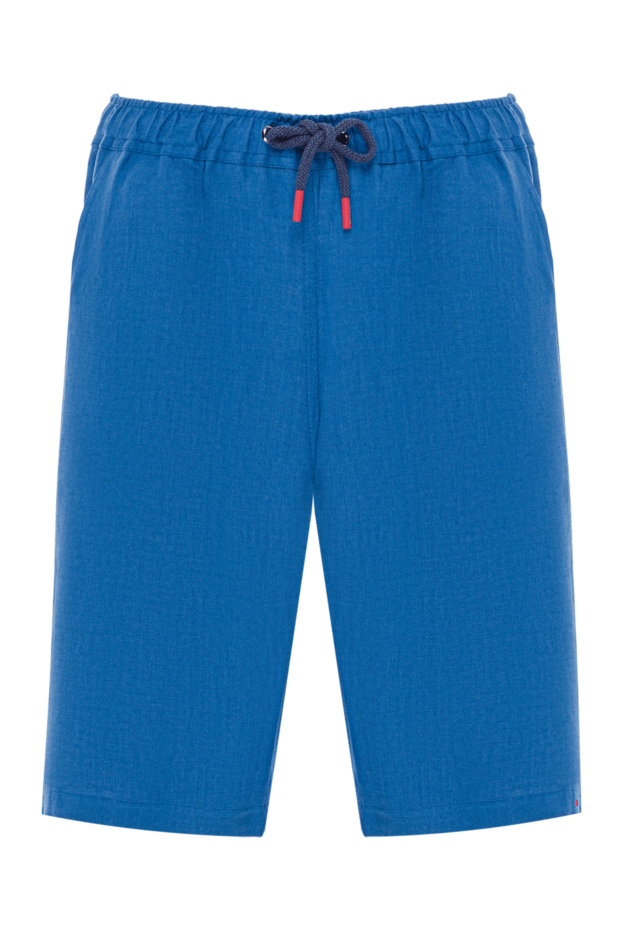 Kiton серпімді баулы белбеуі бар ерлерге арналған көк зығыр шорттар 192815 - фото 1