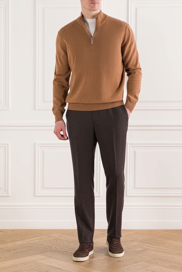 Berwich men's brown trousers with an elastic waistband and adjustable drawstring 192842 - photo 2