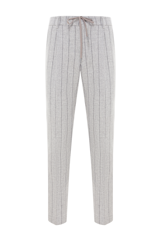 Berwich men's gray wool trousers with a striped pattern 192843 - photo 1