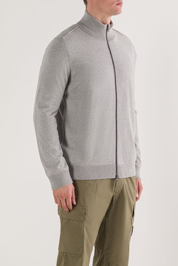 Stone Island серая шерстяная спортивная кофта на молнии с нашивкой-логотипом 192907 - фото 3