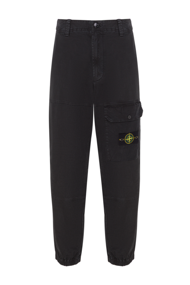 Stone Island черные брюки-карго из органического хлопка с эластичными манжетами 192911 - фото 1