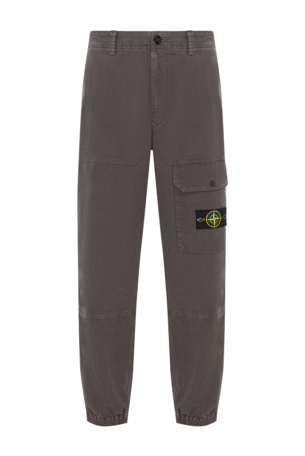 Stone Island серые брюки-карго из органического хлопка с эластичными манжетами 192935 - фото 1
