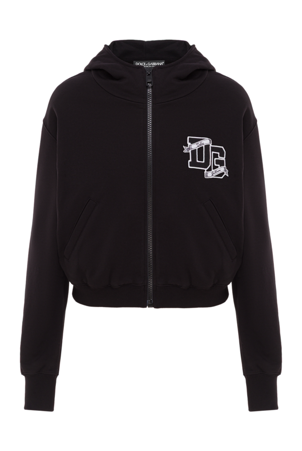 Dolce & Gabbana черное женское худи из хлопка с вышивкой логотипа 192957 - фото 1