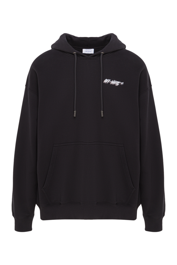 Off-White мужское худи чёрного цвета из высококачественного хлопка с принтом логотипа 192990 - фото 1