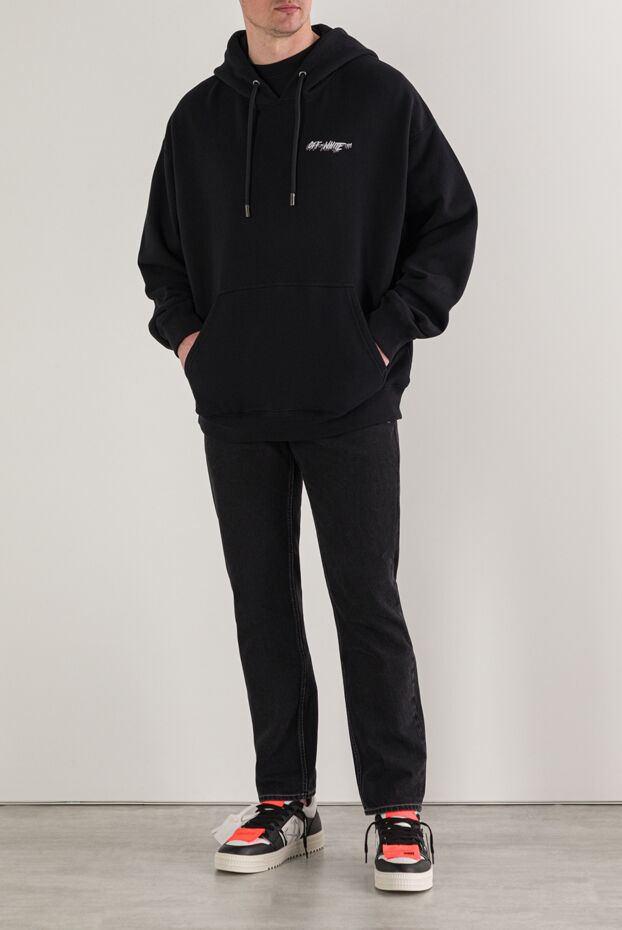 Off-White мужское худи чёрного цвета из высококачественного хлопка с принтом логотипа 192990 - фото 2