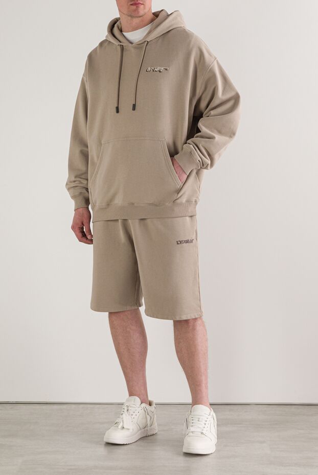 Off-White бежевое худи свободного кроя с карманом-кенгуру 192991 - фото 2