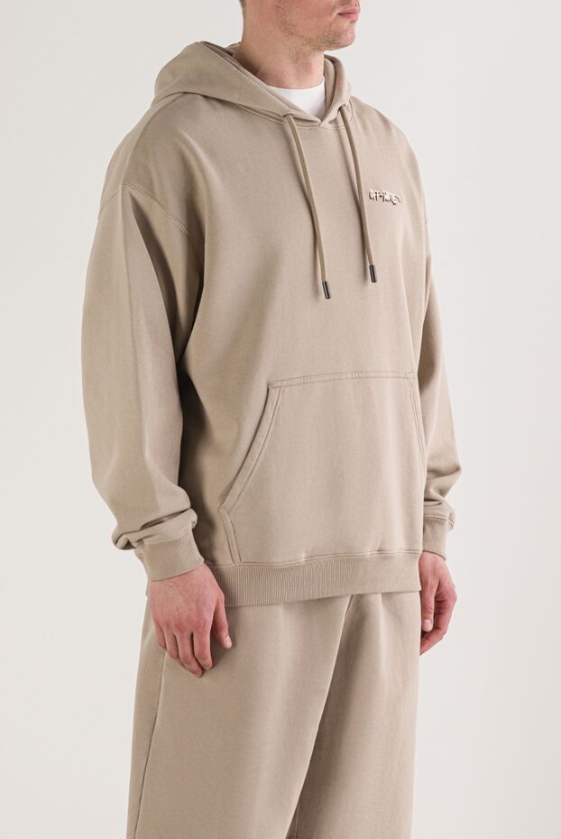 Off-White бежевое худи свободного кроя с карманом-кенгуру 192991 - фото 3