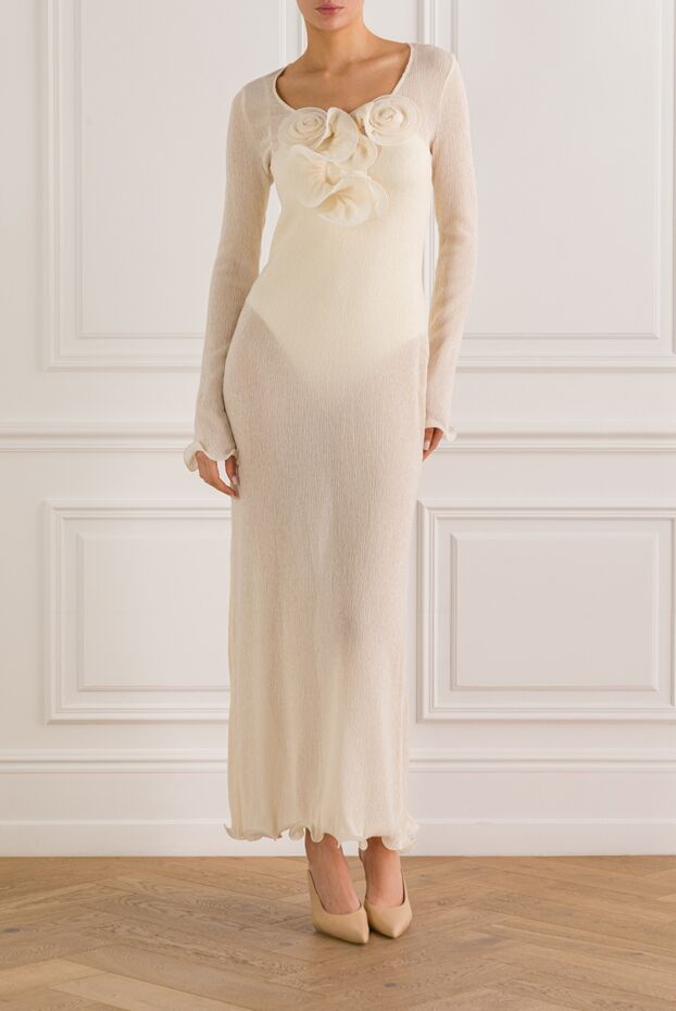 Magda Butrym white maxi dress with long sleeves and floral appliques 192998 - photo 2