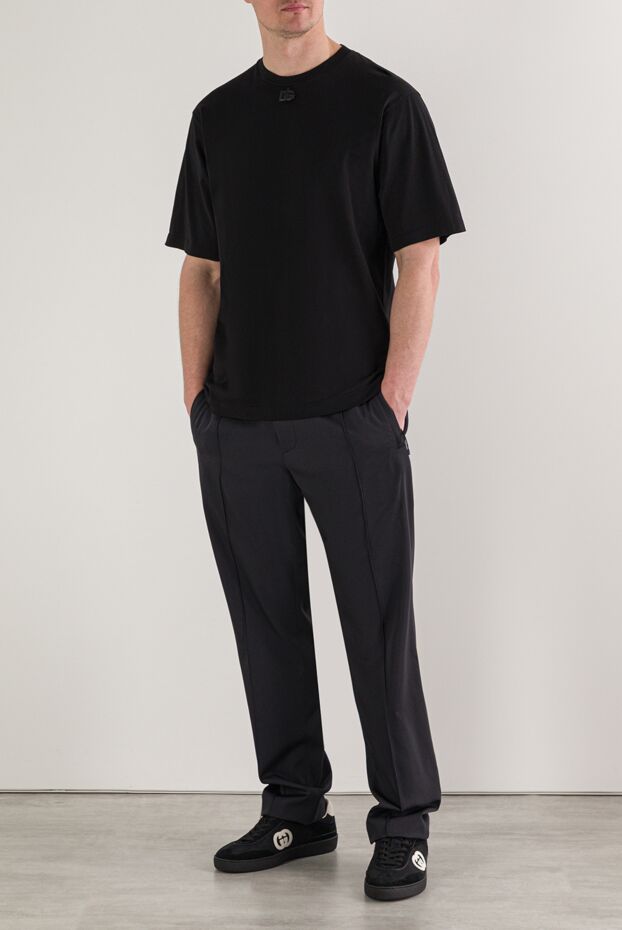 Dolce & Gabbana black men's cotton t-shirt with dg logo 193007 - photo 2