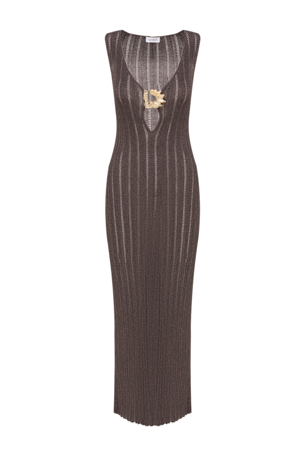 Moeva antibes long dress in black jersey with gold trim 193027 - photo 1