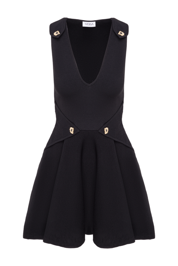Moeva meditara black knit mini dress with a flared skirt and gold buttons 193032 - photo 1