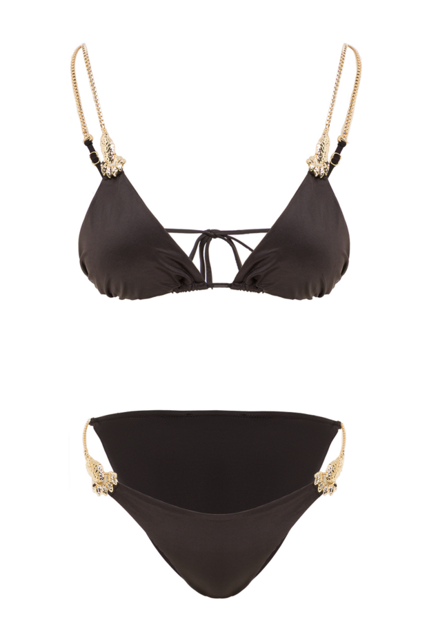 Moeva selena black satin two-piece swimsuit with gold chain straps 193045 - photo 1