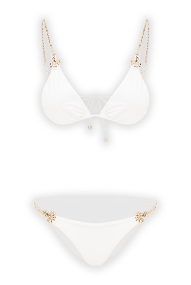 Moeva women's white two-piece bikini with gold chains 193046 - photo 1
