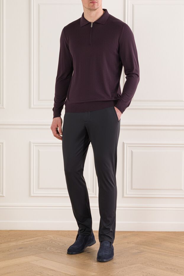 Svevo men's purple polo shirt with long sleeves and a zipper 193052 - photo 2
