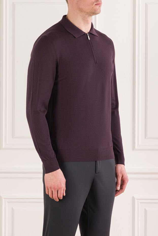 Svevo men's purple polo shirt with long sleeves and a zipper 193052 - photo 3