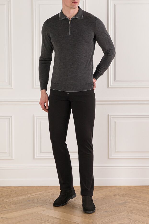 Svevo gray wool long sleeve polo shirt 193054 - photo 2