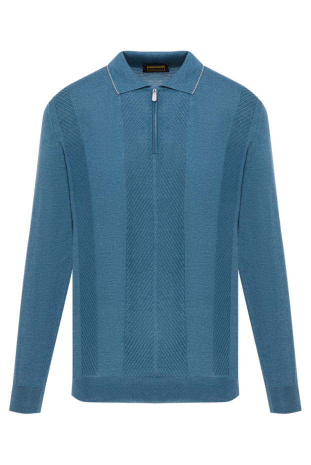 Svevo men's long sleeve knit polo shirt in turquoise blue 193055 - photo 1