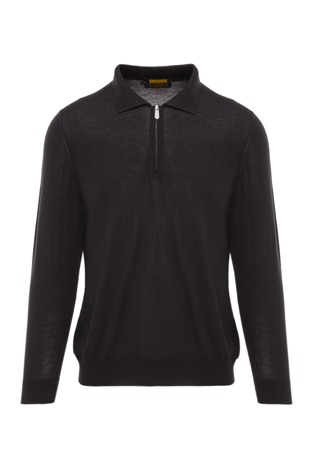 Svevo men's long sleeve polo shirt in black wool 193057 - photo 1