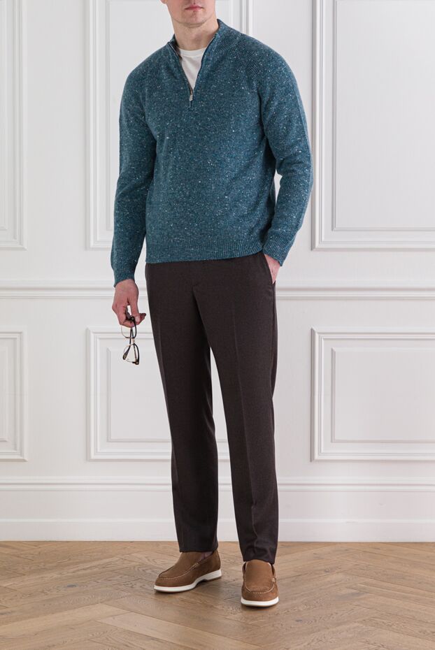 Svevo blue and green troyer in soft jersey with a melange effect 193062 - photo 2