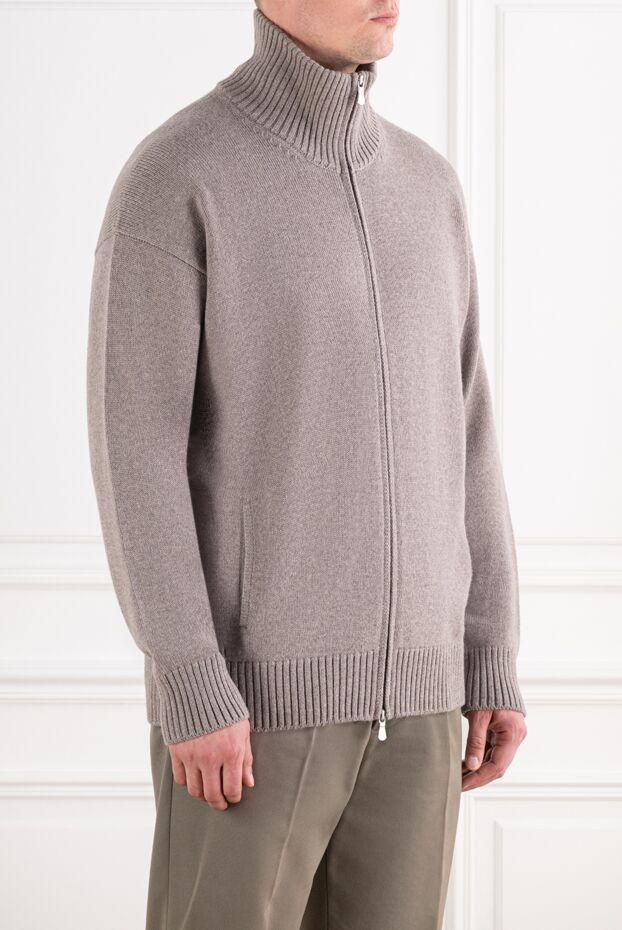 Gran Sasso beige and gray knitted trouser with a two-way zipper and slit pockets 193075 - photo 3