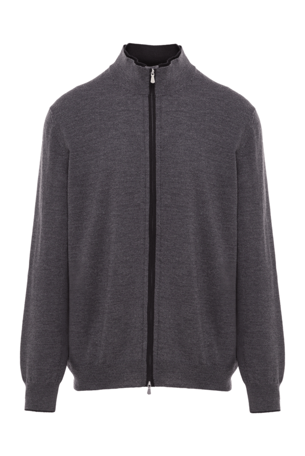 Gran Sasso men's gray zip-up cardigan with a stand-up collar 193081 - photo 1