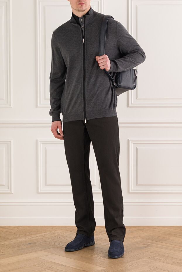 Gran Sasso men's gray zip-up cardigan with a stand-up collar 193081 - photo 2
