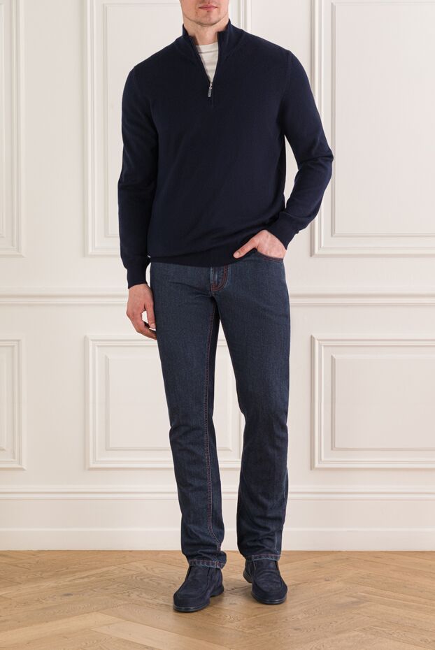 Gran Sasso men's dark blue trouser jacket with a high collar 193085 - photo 2
