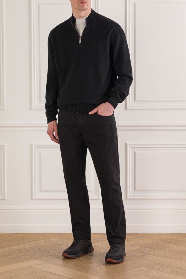Gran Sasso men's black cashmere zip-up sweater 193087 - photo 2