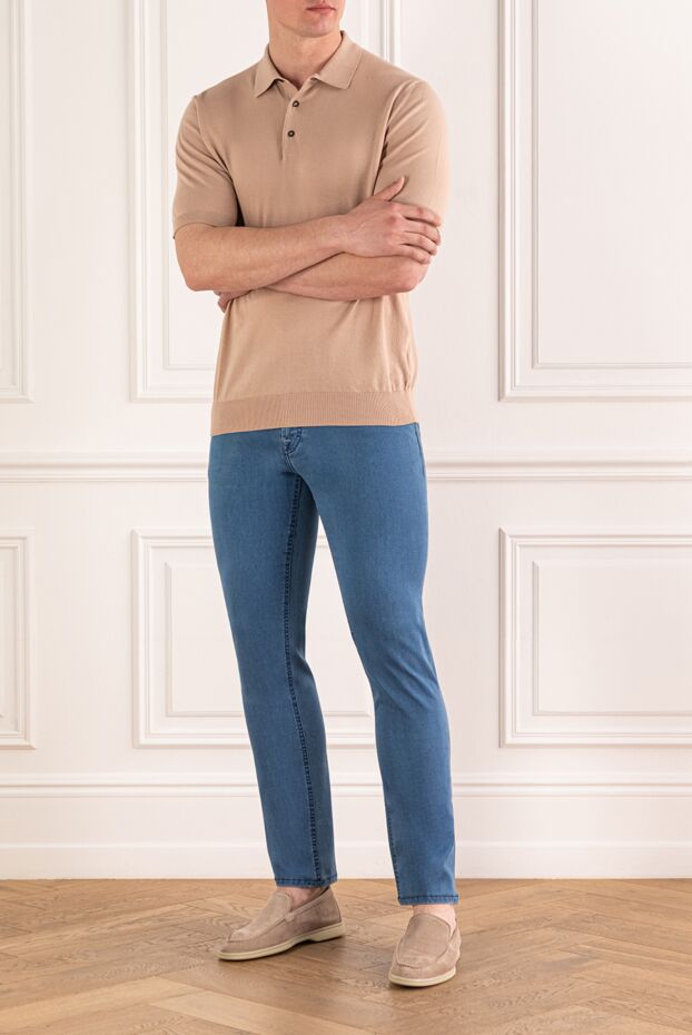 Stefano Ricci men's light blue straight-leg jeans with embroidery on the back pockets 193123 - photo 2