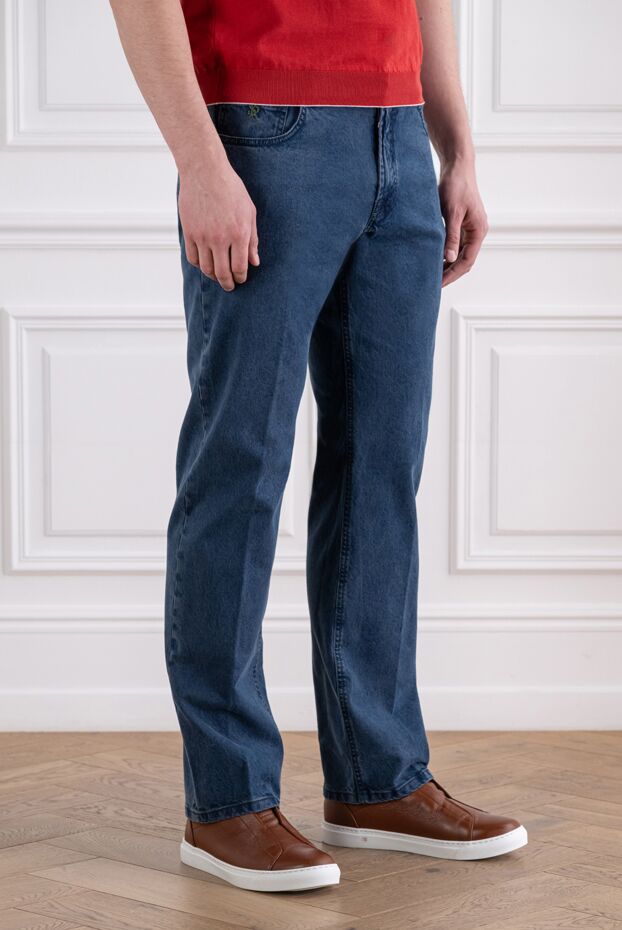 Stefano Ricci men's dark blue cotton jeans with a classic fit 193127 - photo 3